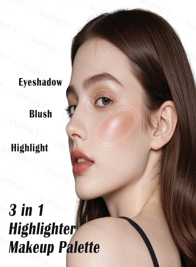 Euphily Baked Highlighter Makeup Palette, Buildable Lightweight Face Highlight Makeup Contour Powder, Smooth Shimmer & Matte Face Illuminator Highlighter for Women, # 04 - Image 2